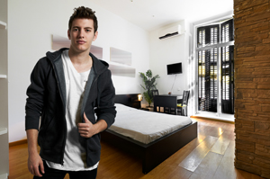 Young man inside new home